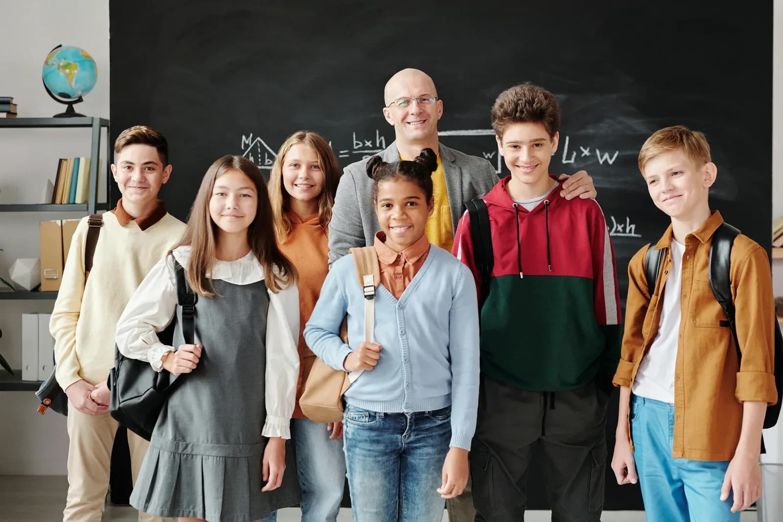 Teacher with students